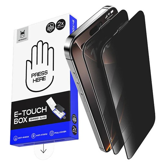 Folie Telefon Privacy iPhone 17 HEYBINGO, E-Touch Box, 2 Buc, din Sticla Securizata Duritate 9H, Cu Kit de Aplicare Instanta si Functie Automata de Indepartare a Prafului, Rezistenta la zgarieturi, Nu lasa amprente