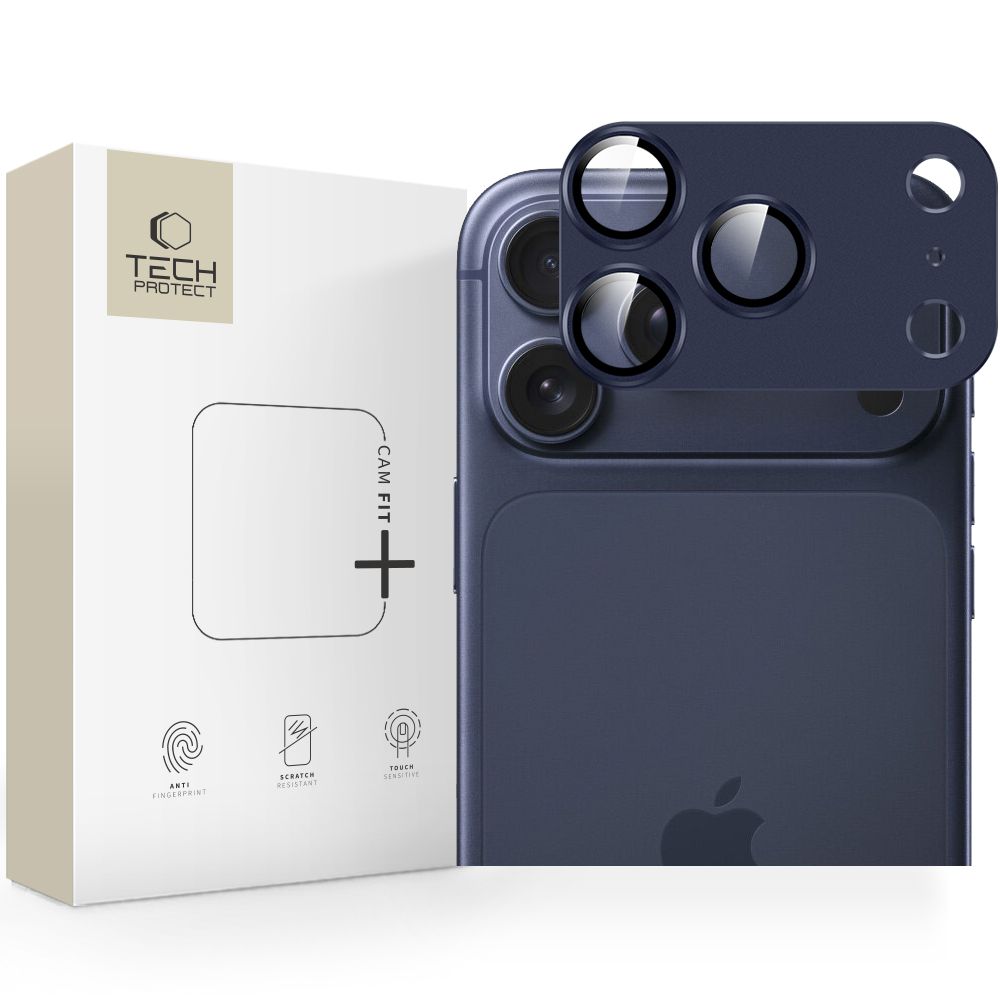 Folie protectie camera foto Tech-Protect Camfull Fit Plus compatibila cu iPhone 17 Pro, Deep Blue