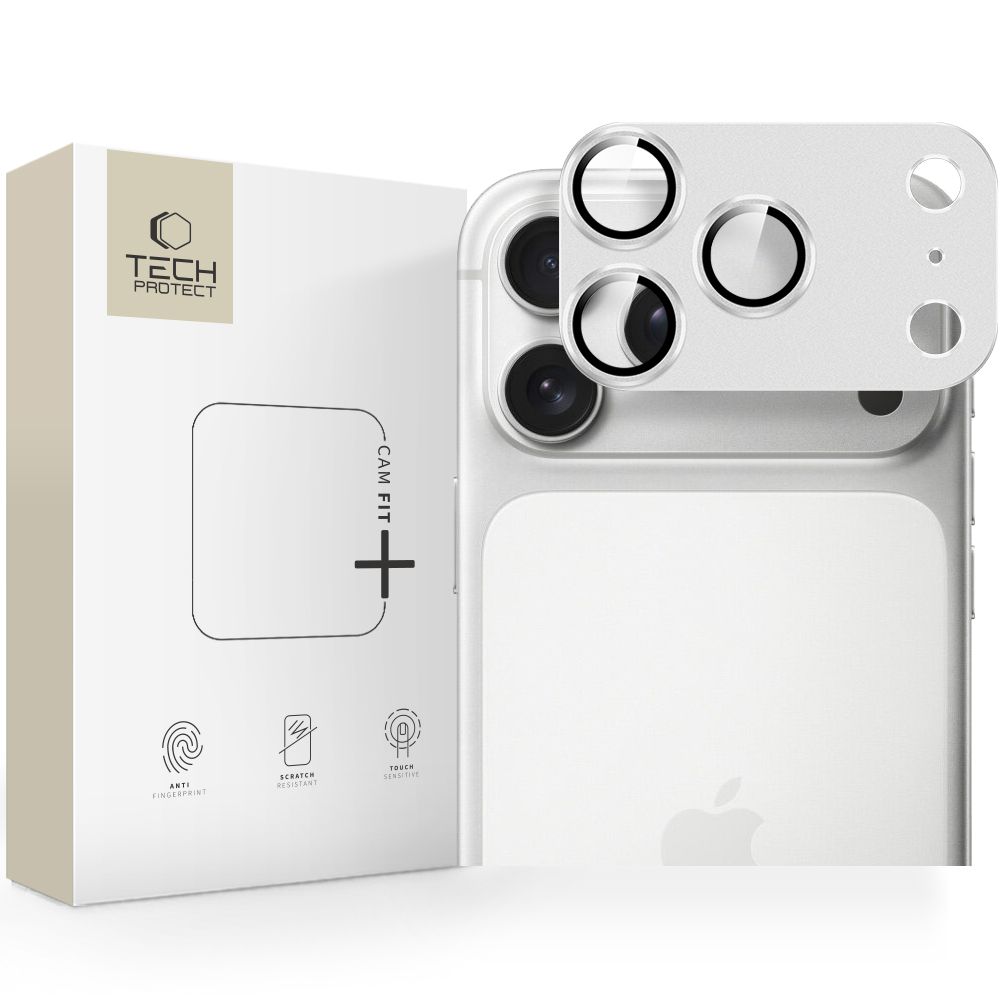Folie protectie camera foto Tech-Protect Camfull Fit Plus compatibila cu iPhone 17 Pro Max, Silver
