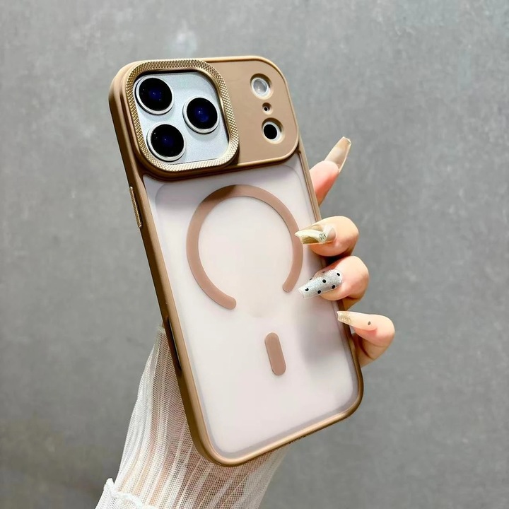 Husa pentru iPhone 17, Joyshell, HaloFrost II, compatibil cu MagSafe, Protectie Camera, Antisoc, Maro