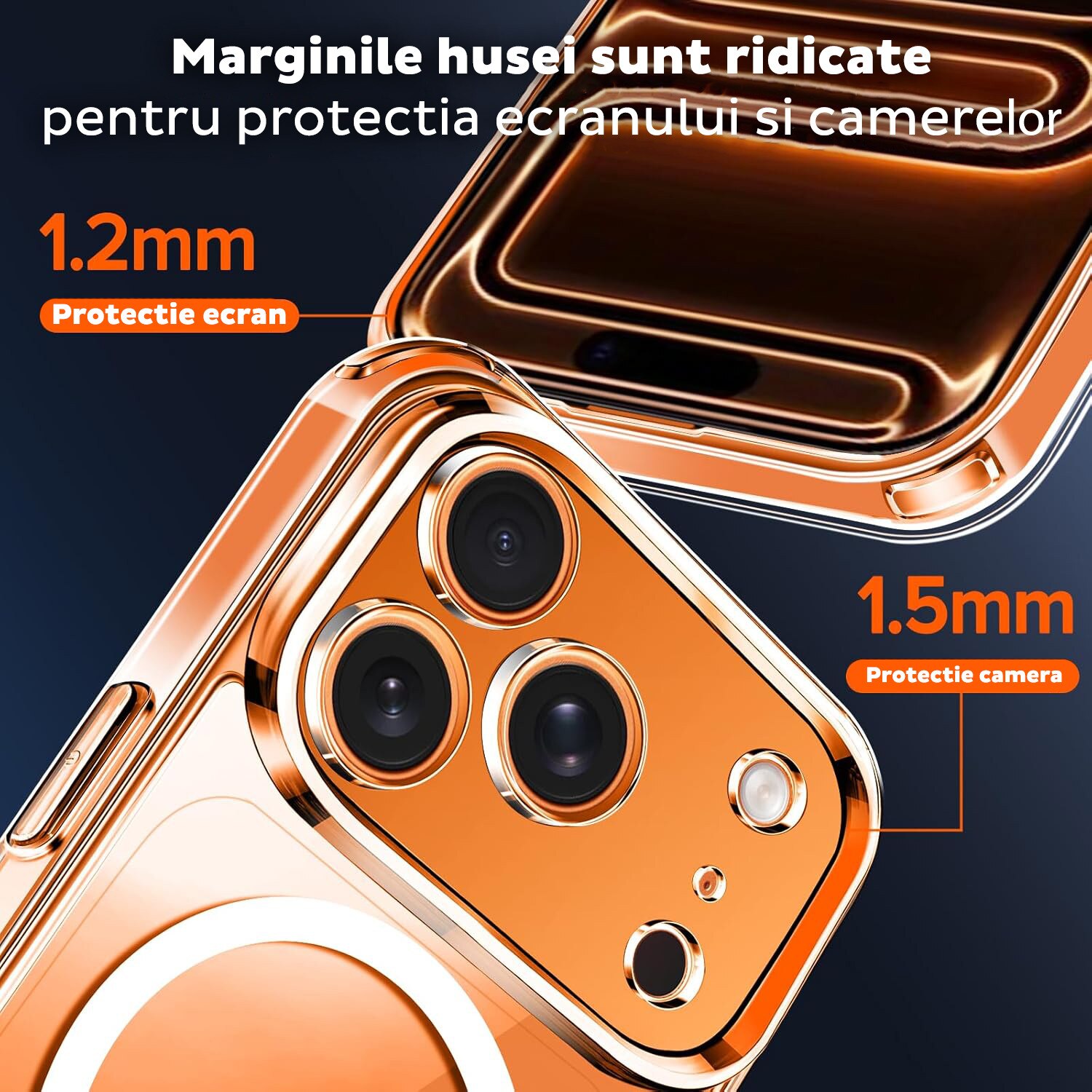 Carcasa transparentă DD Daden pentru iPhone 17 Pro Max, protecție antișoc, compatibilă MagSafe, TPUPolicarbonat