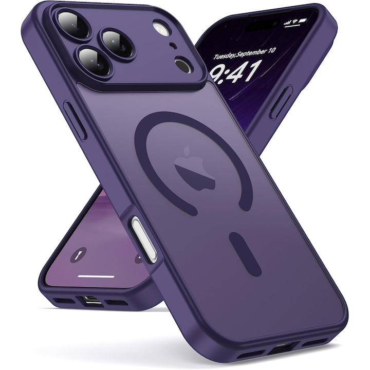 Husa pentru iPhone 17 Pro Max, Joyshell Frost Matte, compatibil cu MagSafe, Protectie Completa, Mov
