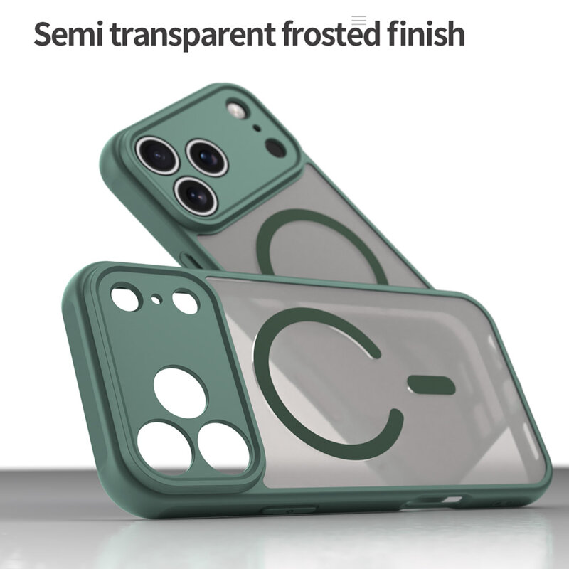 Husa pentru iPhone 17 Pro Max, Joyshell Frost Matte compatibil cu MagSafe, Protectie Completa, Verde