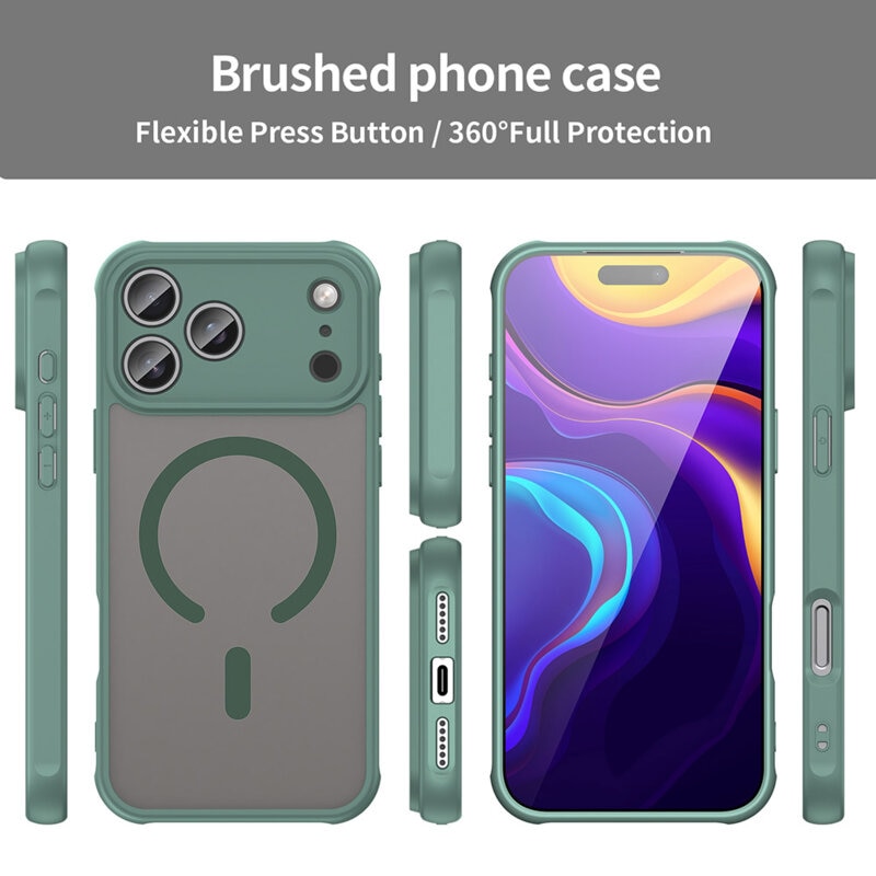 Husa pentru iPhone 17 Pro Max, Joyshell Frost Matte compatibil cu MagSafe, Protectie Completa, Verde