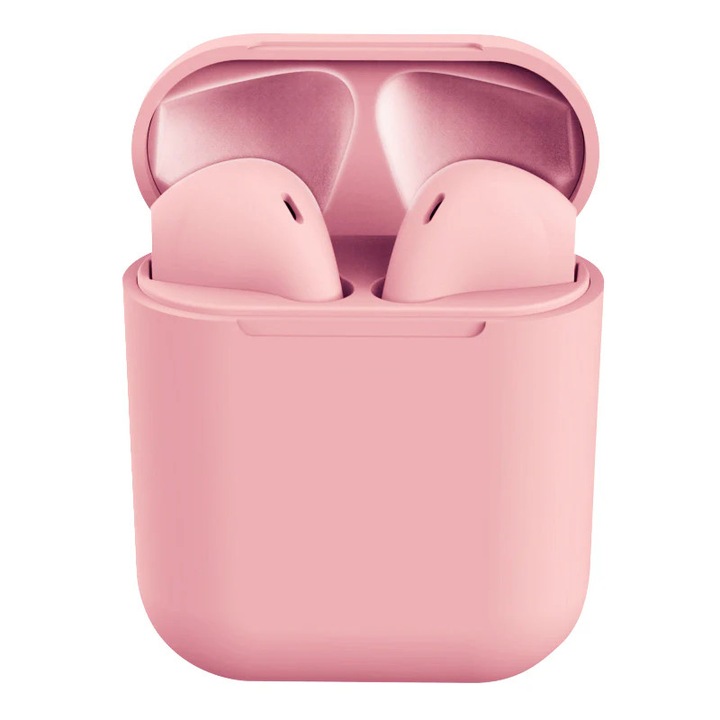 Bluetooth fülhallgató i12 5.0 tws pink, érintésérzékeny inpods
