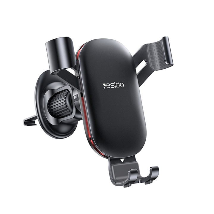 Suport auto pentru telefon, Yesido C243, Montaj grila de ventilare, Prindere sigura in 3 puncte, Rotativ, Negru