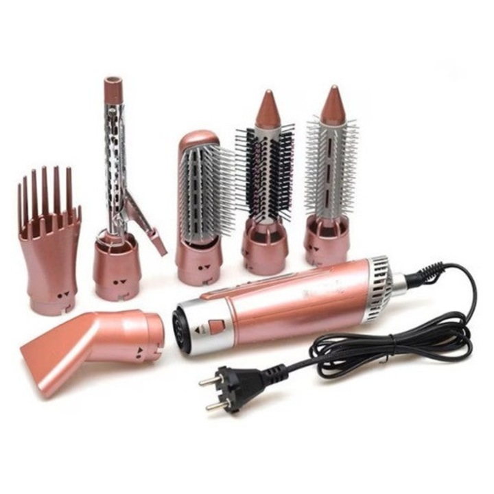 Set de perii de păr Miromoto, 7 în 1, 2200W, cablu rotativ 360°, 6 piese