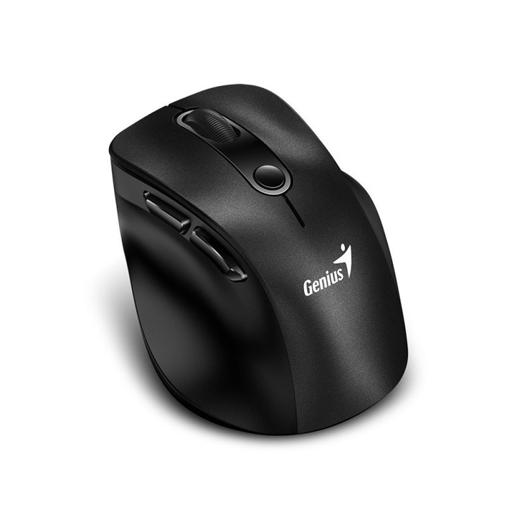 Безжична мишка Genius Ergo 9000S, Мини, 6 бутона, 2400 DPI, 2.4 GHz, Bluetooth 5.0, Черен