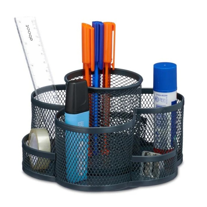 B2X forgó tolltartó, 7 rekeszes, hálós kivitel, 17,5x17x11,5cm