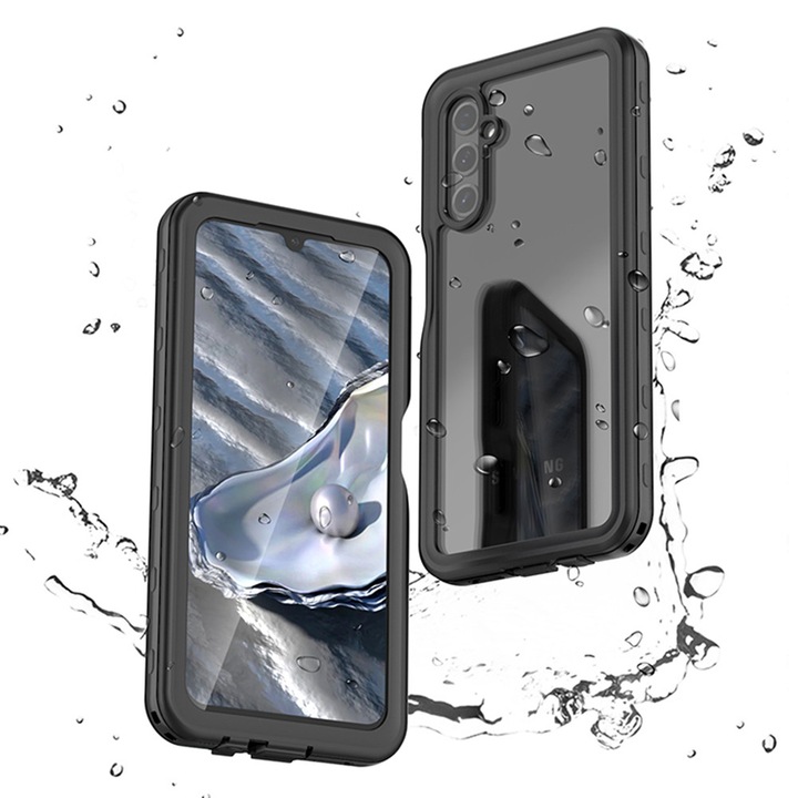 Shellbox műanyag mobiltelefon tok, 360°-os védelem, erős ütésállóság, műanyag előlap, ip68, fekete, kompatibilis: Galaxy A17 5G, SM-A176, / Galaxy A17 4G, SM-A175