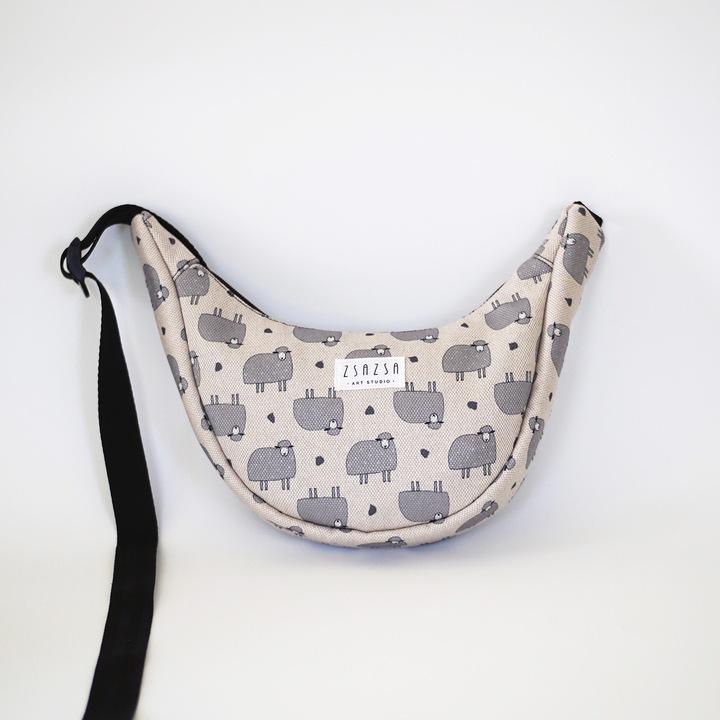 Női táska, szürke, mintás, 25cm x 15cm x 6cm