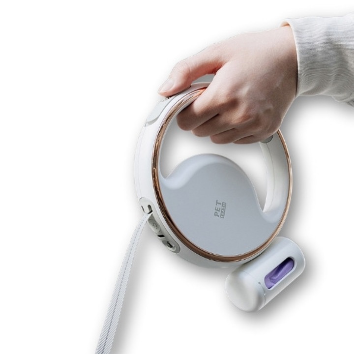 Lesa pentru Caini Medii si Mari, cu LED, Material Rezistent, Loc Special pentru Depozitare Pungi Igienice