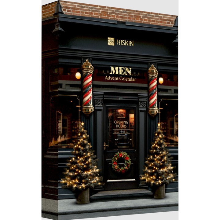 Calendar advent cu produse cosmetice/sosete barbati, Hiskin, 12 piese
