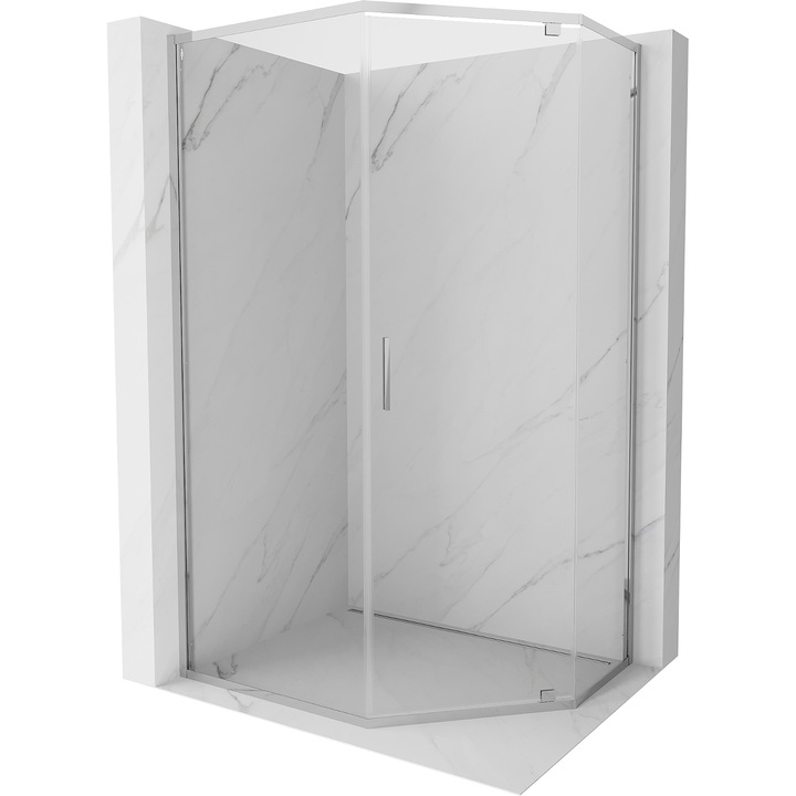 Mexen Exo cabina de dus pentagonala cu usi pivotante 100 x 90 cm, transparent, crom - 812-100-090-01-00