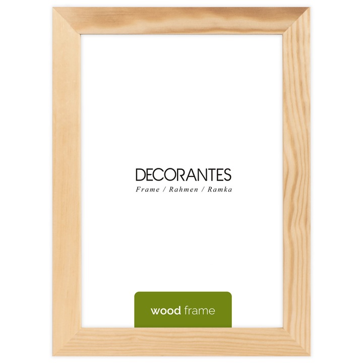 Rama foto din lemn natural Framai 15x21 cm, plexi, suport metalic, verticala/horizontala