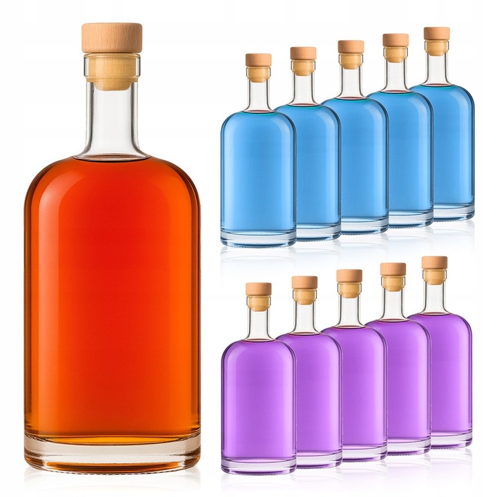 Комплект бутилки за ракия със синтетични тапи, SuperButelki, Tadek, 700 мл, издръжливи, висококачествени, височина 20.5 см, ширина 8 см, 20.5 x 8 см, прозрачни, 10 броя