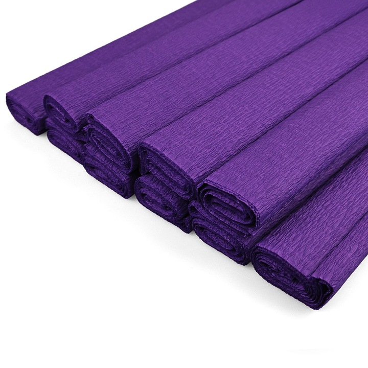 Set Hartie Creponata, Netuno, 200 x 50 cm, Violet Inchis, Elasticitate Ridicata, Usor De Utilizat, Pentru Proiecte DIY, Creativitate, Realizare De Decoratiuni, 10 Buc