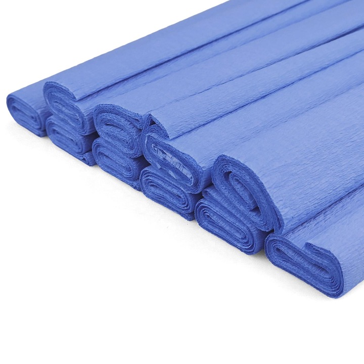 Set Hartie Creponata, Netuno, 200 x 50 cm, Albastru Cerului, Elasticitate Ridicata, Usor De Utilizat, Pentru Proiecte DIY, Creativitate, Realizare De Decoratiuni, 10 Buc