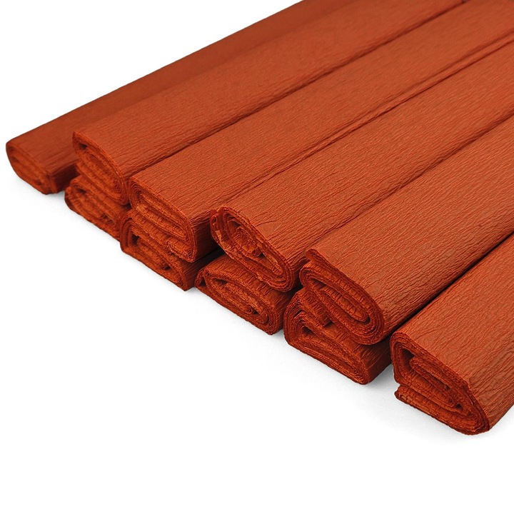Set Hartie Creponata, Netuno, 200 x 50 cm, Portocaliu, Elasticitate Ridicata, Usor De Utilizat, Pentru Proiecte DIY, Creativitate, Realizare De Decoratiuni, 10 Buc