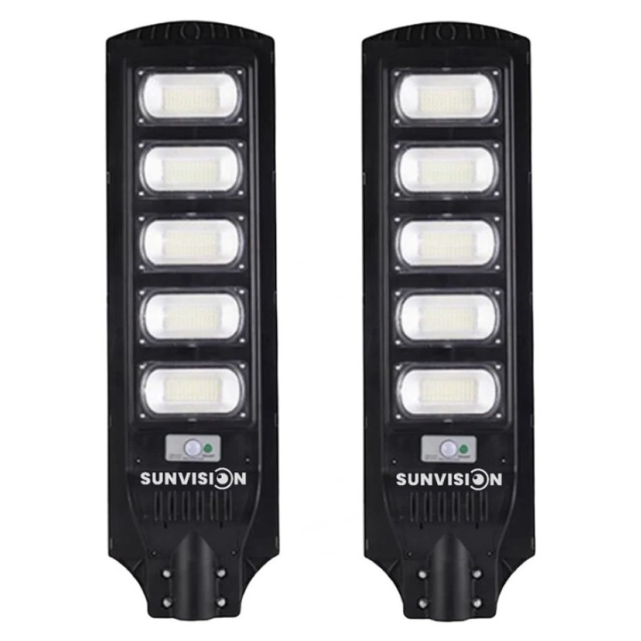 Комплект 2 соларни лампи Sunvision 2200W, автоматично управление, IP65, 6000K