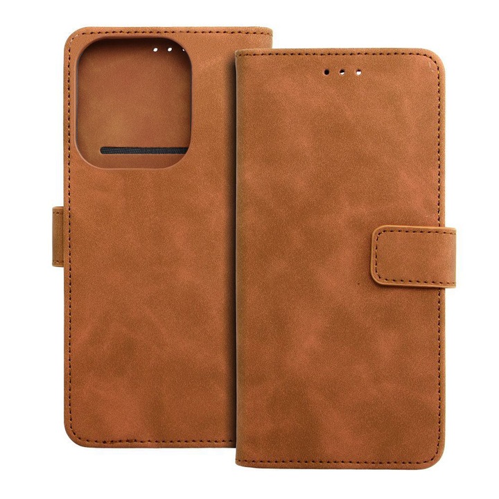 Xiaomi Redmi 15C 4G / Redmi 15C 5G / Poco C85 4G kompatibilis telefontok, könyvtok, bankkártyatartós, mágneszáras, barna, Tender Book