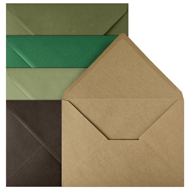 Комплект декоративни пликове, Netuno, хартия, C5, 162 x 229 мм, цветни, идеални за изпращане на покани, поздравителни картички, писма, триъгълна клапа с лепилен слой, естествен кафяв, 20 броя