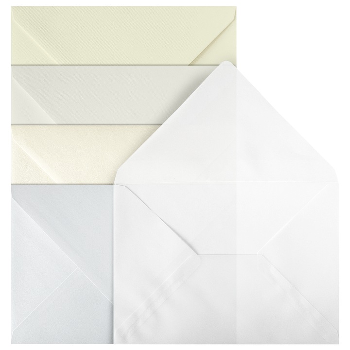 Комплект декоративни пликове, Netuno, хартия, C5, 162 x 229 мм, цветни, идеални за изпращане на покани, поздравителни картички, писма, триъгълен капак със залепващ слой, многоцветни, 20 броя