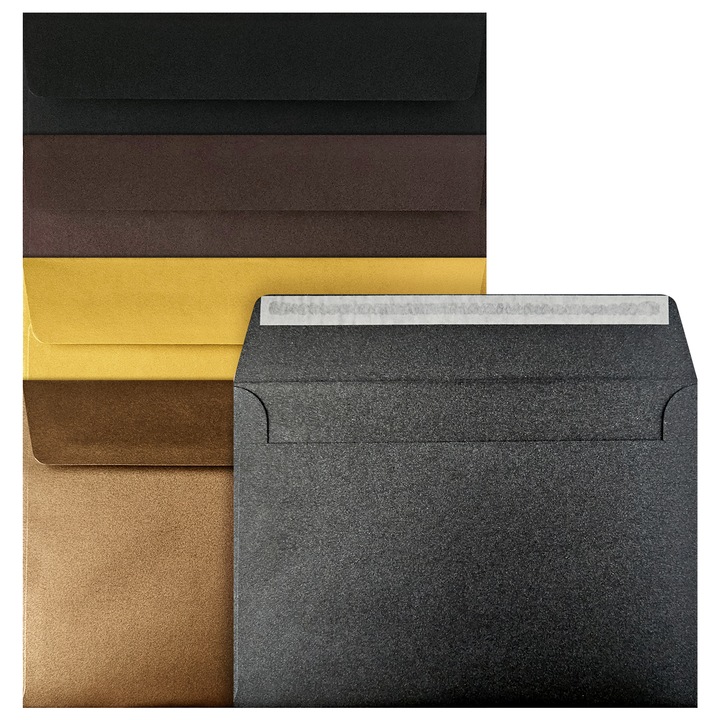 Комплект декоративни пликове, Netuno, хартия, C5, 162 x 229 мм, цветни, идеални за изпращане на покани, поздравителни картички, писма, триъгълен капак със самозалепващ се слой, многоцветни, 20 броя