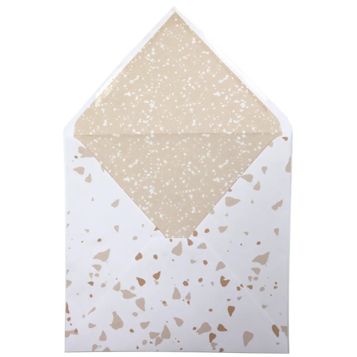 Комплект декоративни пликове, Netuno, хартия, K4, 155 x 155 мм, с печат, елегантен и уникален, 120 гр/м², бежов, 25 броя