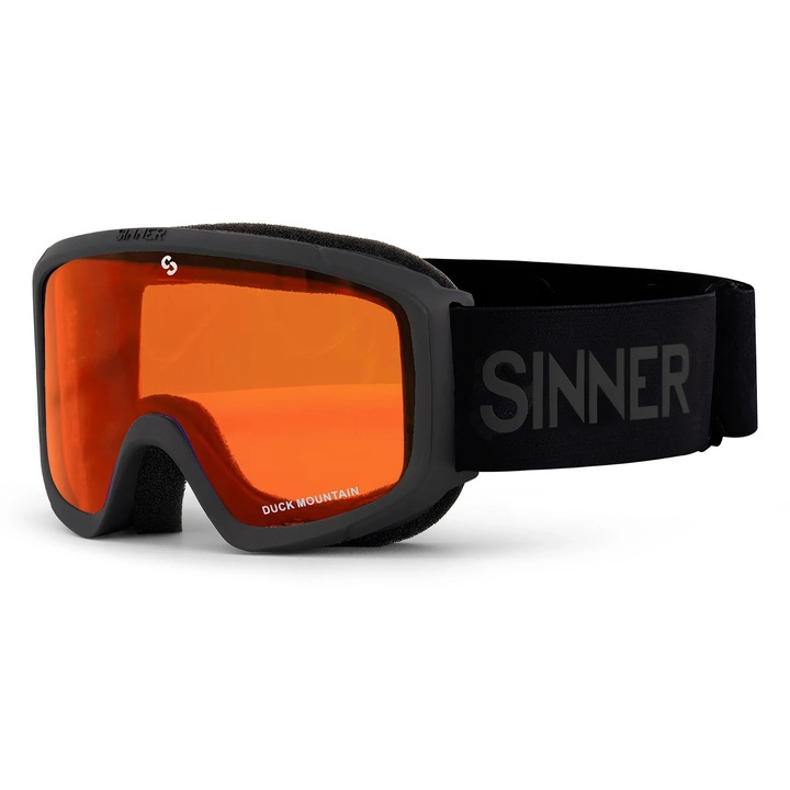 Ochelari schi si snowboard SINNER Duck Mountain, Negru, Lentila Dubla Portocalie, Copii