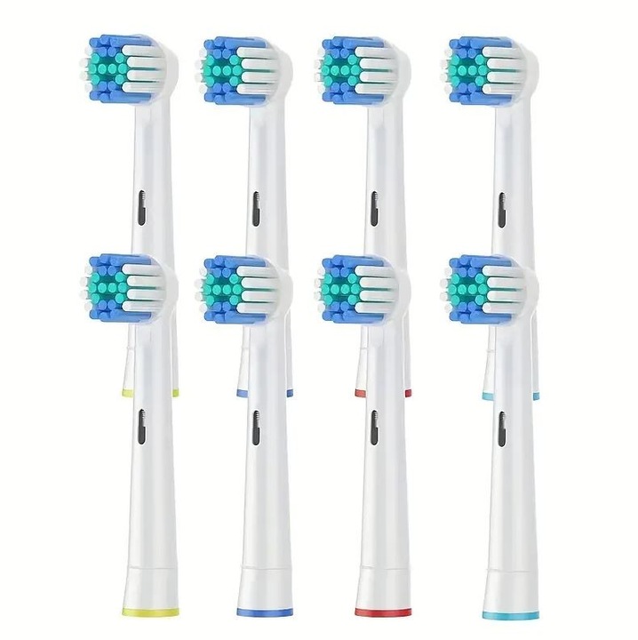 Комплект от 8 съвместими глави за четка Oral-B Braun, LRTM, бели