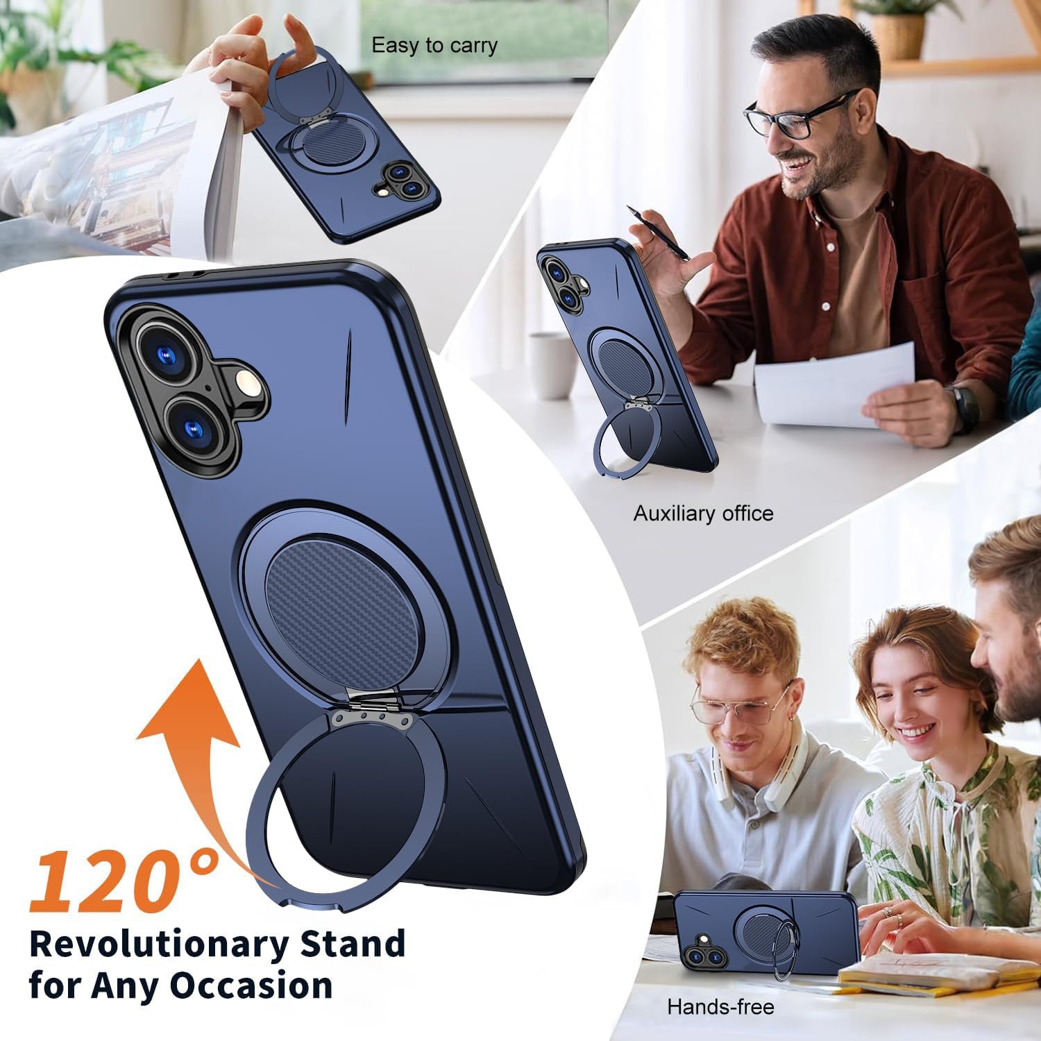 Husa pentru Samsung Galaxy A06/Galaxy A07, Rezistenta militara la socuri! Huska cu suport magnetic 360° compatibil MagSafe si design modern - Albastru Inchis