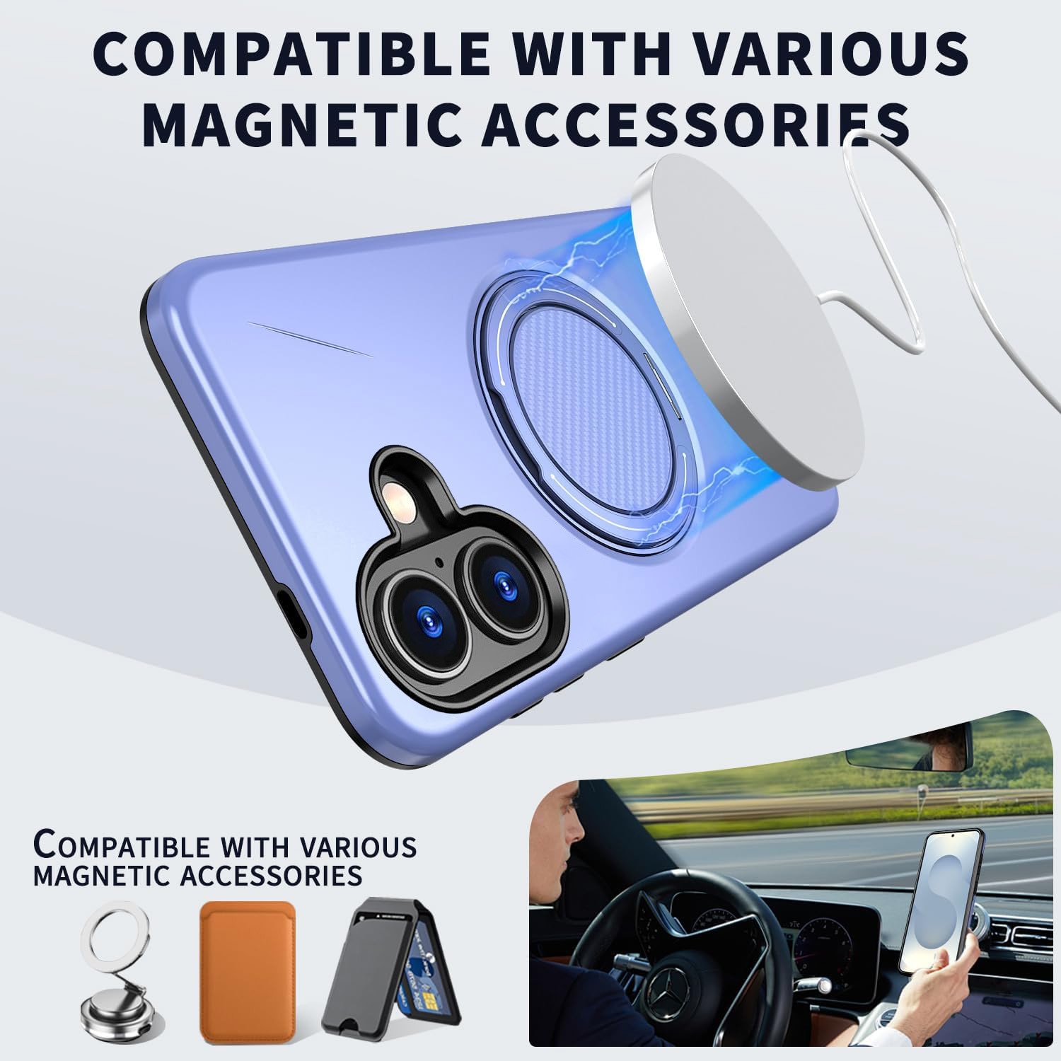 Husa pentru Samsung Galaxy A06/Galaxy A07, Rezistenta militara la socuri! Huska cu suport magnetic 360° compatibil MagSafe si design modern - Violet deschis