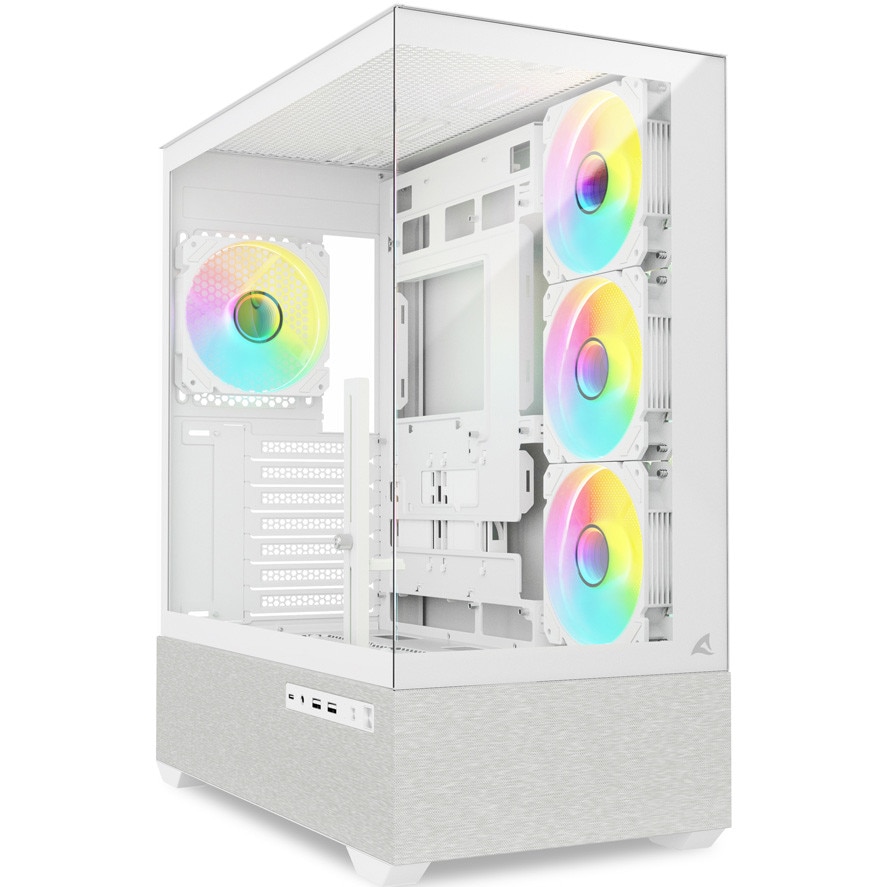 Carcasa Sharkoon AK7 ARGB, ATX, 2x Tempered Glass, 4x 120 ARGB PWM Fan, ARGB Controller, fabric covering