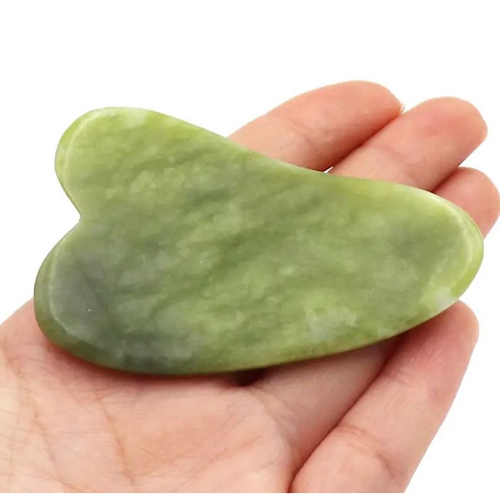 Gua Sha kő masszázshoz, szív alakú kő, LRTM, zöld