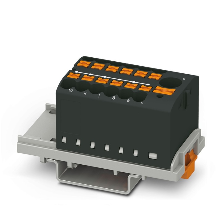Blok rozdzielczy Push-in, PHOENIX CONTACT, 13 przylaczy, 690 V, 24 A, negru, montaj pe sina DIN NS35