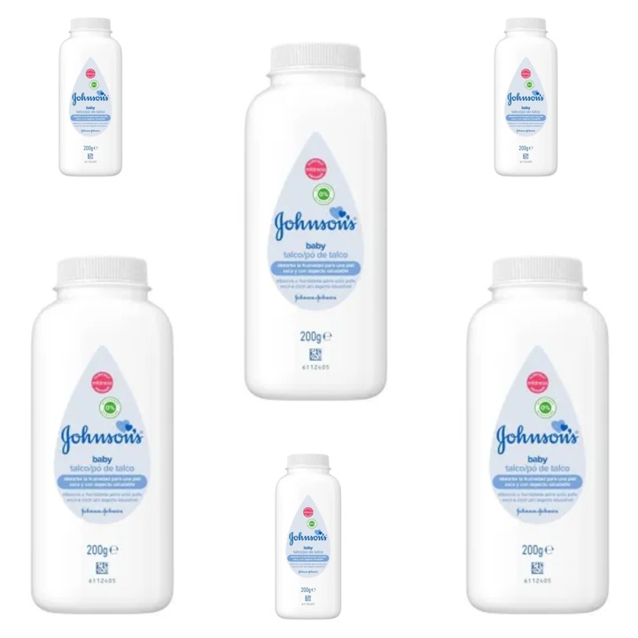 Set 6 X Pudra de talc Johnson's Baby, 200 gr