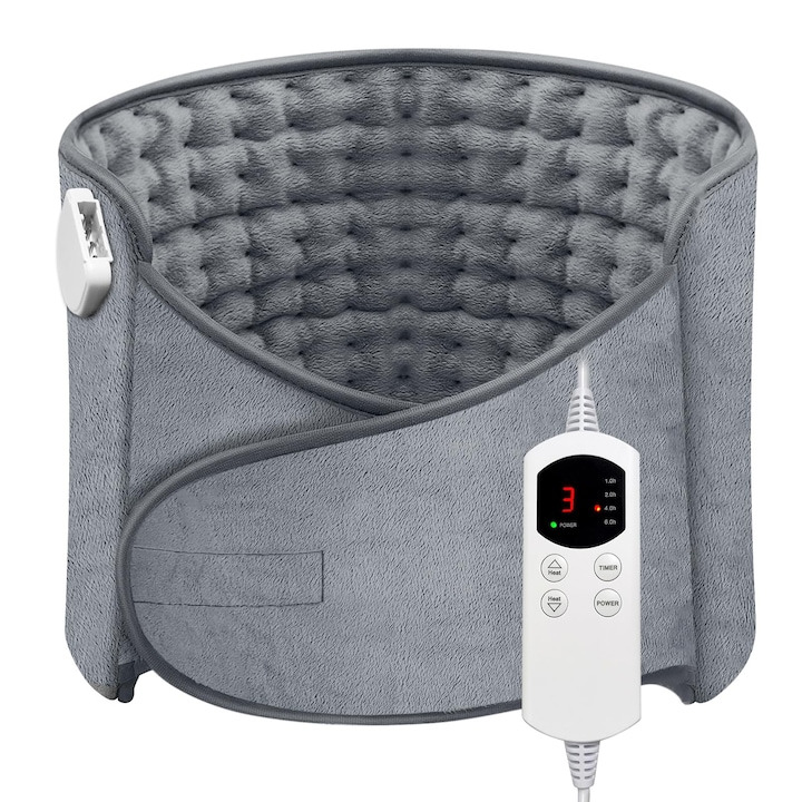 Centura electrica Zree, Perna incalzitoare pentru spate, Perna incalzitoare pentru ameliorarea durerilor de spate, 4 temporizatoare, 6 setari de caldura si oprire automata, lavabila