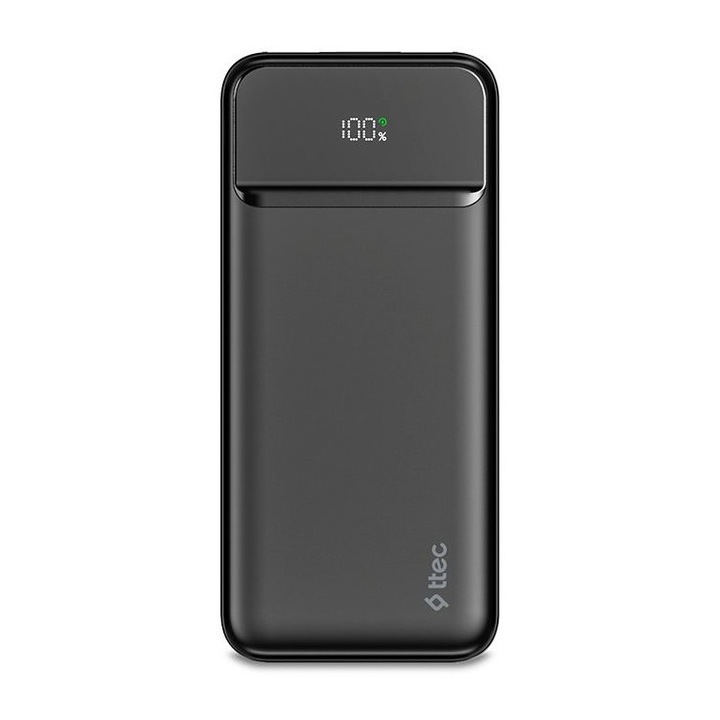 Baterie externă ttec, ReCharger, LCD, 10.000mAh, PD 20W, Neagră