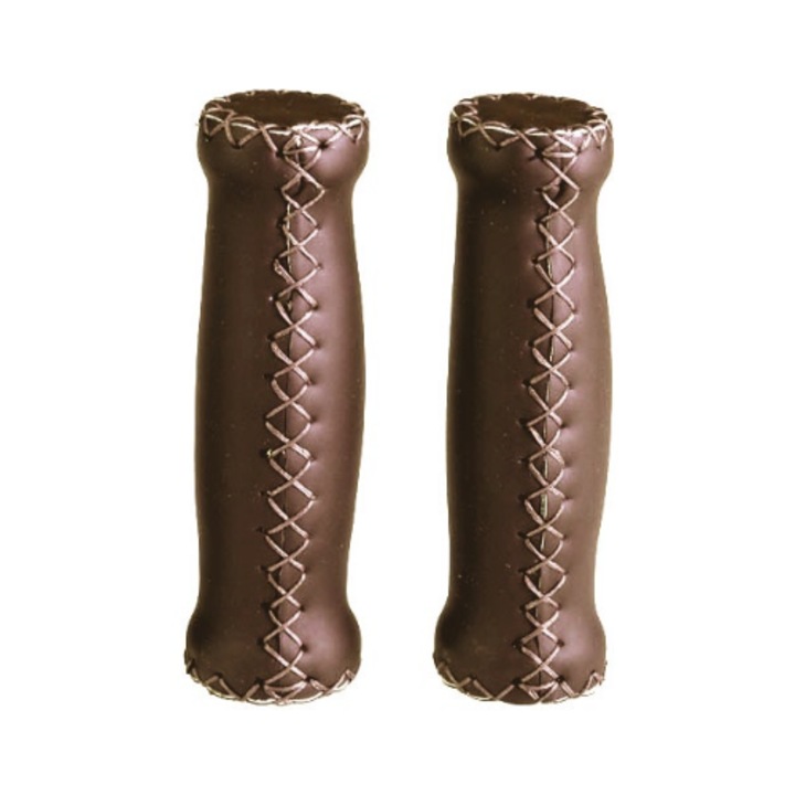 Manere bicicleta Selle Monte Grappa, set de doua, 120mm, culoare maro, piele ecologica