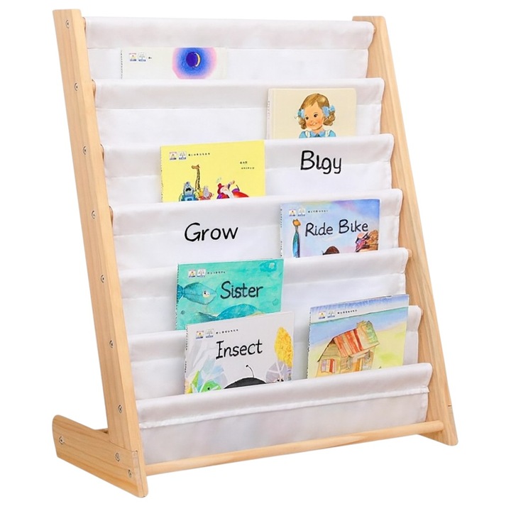 Детска Етажерка за Книги GINGER HOME, Дърво, 6 Рафта, Монтесори, 64x30x79 см