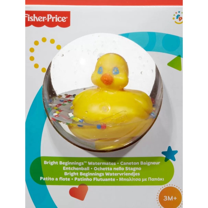 Interaktív bébijáték, Mattel, kacsa átlátszó labdában, többszínű, 3-6 hónapos kós
