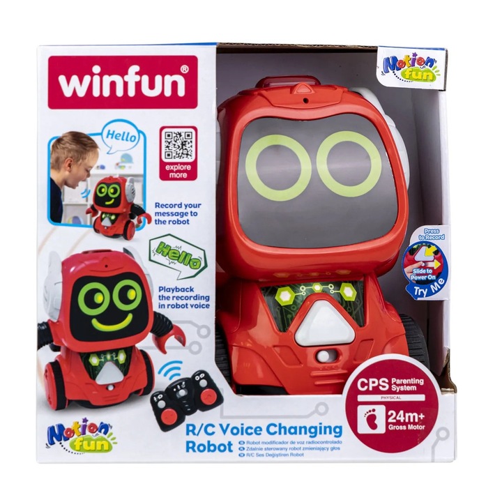 Robotel interactiv Winfun, telecomandă, înregistrare voce, 2 ani, multicolor