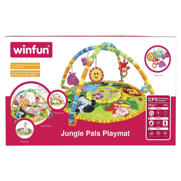 Salteluță de activități, Winfun, Jungle Pals, multicolor, 0-3 luni