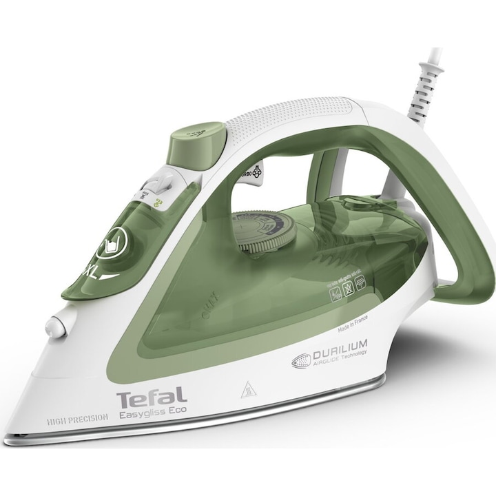 Fier de călcat Tefal FV 5781, 2800 W, Talpa Durium AirGlide, Verde/Alb