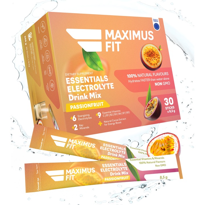 Хранителна добавка, MaximusFit Електролити, Маракуя, 30 Сашета