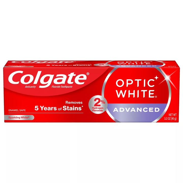 Паста за зъби Colgate Optic White Advanced, интензивно избелване, мента, 90гр