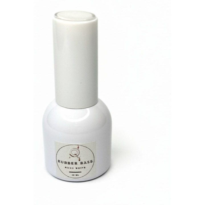 Oja semipermanenta ManiQ Rubber Base Silky White 15ml, alb, adeziune excelentă, ușor de îndepărtat