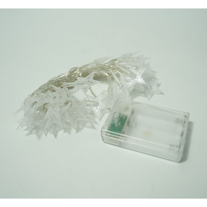 Original - Instalatie Craciun, 3 M, 20 de LED-uri, alb-cald, model cu stelute, liniara, cu baterie, interior/exterior, Southern Sky