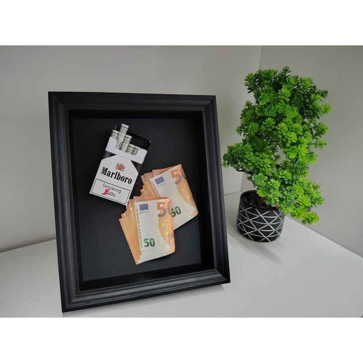 Уникална подаръчна картина, Euro-Marlboro, 2 комплекта банкноти, 29x24cm